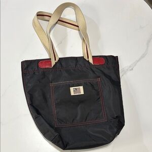Black Tote Bag with Red Accents